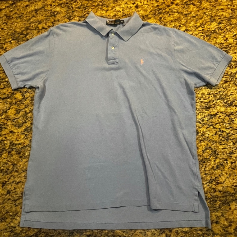 Polo Ralph Lauren Mens XL‎ Blue Pique Short Sleeve Pony Logo Polo Shirt